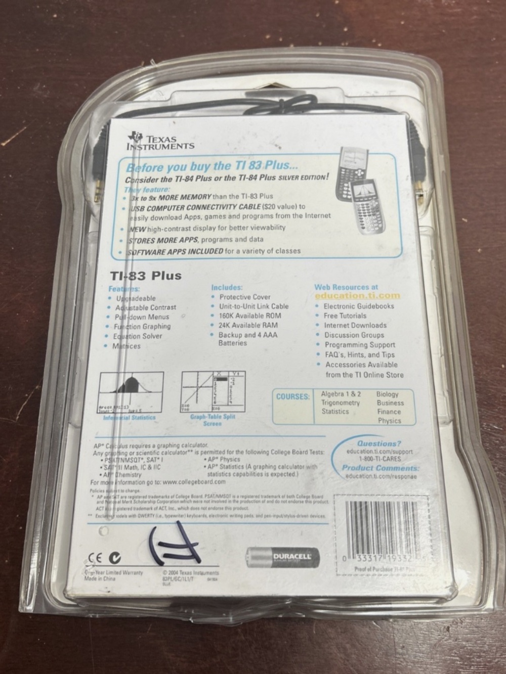 Texas Instruments TI-83 Plus Programmable Graphing Calculator (Packaging and ... - Picture 3 of 4